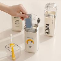 Cilindro de dientes de dibujos animados práctico, juego de tazas de lavado de plástico de gran capacidad, taza para enjuague bucal sellada, dispensador de pasta de dientes para acampar, 2 uds. - details 10