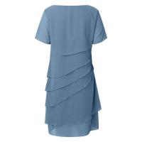Vestidos elegantes de verano para mujer, Vestidos cortos De Fiesta De gasa con cuello redondo y retazos, 2024 - details 6