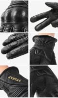 Guantes de cuero auténtico para motocicleta, manoplas Retro Vintage de invierno a prueba de viento, diseño táctil, malla transpirable a prueba de golpes, Palma antideslizante - details 8