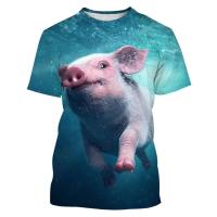 Interesante camiseta con estampado 3D de cerdo de talla grande para hombre, camiseta deportiva para exteriores Fiess, pantalón corto informal de calle transpirable de secado rápido, manga - details 11