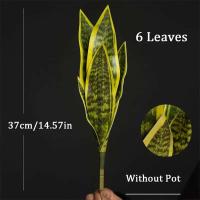 Planta de serpiente artificial Sansevieria, 32/37 cm, halcón verde, aloe vera, cera, lirio, lámina de plástico, lengua de dragón falsa para - details 3