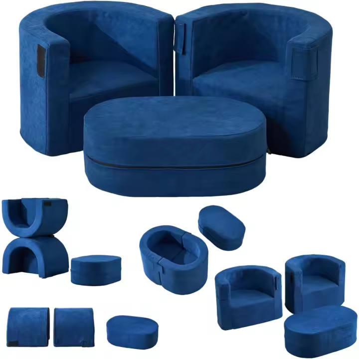 Taburete acolchado + mesa, sofá para niños con esponjas de alta densidad para niños y niñas - 1