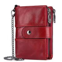 Mini billetera de cuero genuino para mujer, con bloqueo RFID, regalo para mujer - details 0
