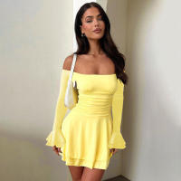 M23DS735 Vestido superior de color sólido plisado de cintura alta ajustado nuevo a la moda para mujer - details 2