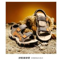 Sandalias de piel de vaca de primera capa para exteriores, sandalias de senderismo de verano, zapatos de playa con punta abierta - details 11