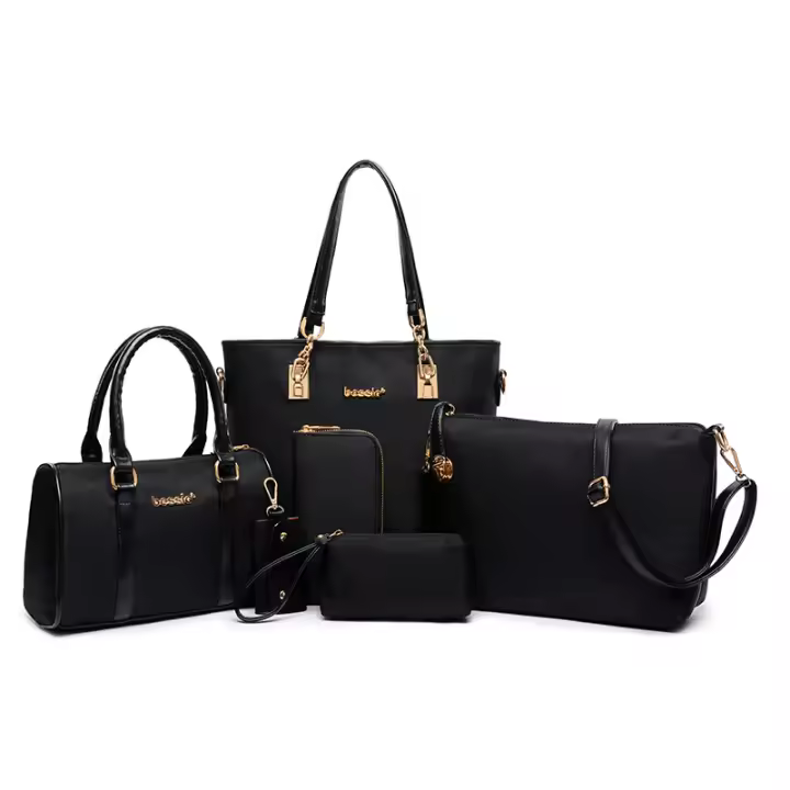 Bolsos Bandolera Mochila Totes Shoppers y bolso de hombro para mujeres Damas Juego de 6 piezas de cuero PU con diseño de nylon y poliéster - 1