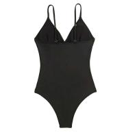 Traje de baño de una pieza acolchado vintage para mujer, elástico de corte alto con control de barriga, traje de baño con cuello cuadrado - details 37