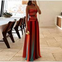 Vestido largo elegante con estampado degradado para mujer, vestido sin tirantes con agujeros y cintura alta, bata A e para mujer, moda Primavera 2025, vestidos elegantes para mujer - details 2