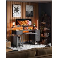 Regleta Enchufes - Mesa Gaming Ordenador con Bandeja para Teclado 120x50 cm, 4 Cajones Reversibles - details 1