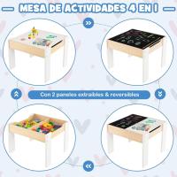 Juego de mesa y silla infantil 4 en 1, mesa infantil de madera con 2 sillas, manualidades, dibujo, lectura, mesa infantil con almacenamiento, pizarra desmontable para guardería (verde) - details 35