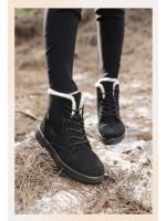 Botas de nieve cálidas antideslizantes para mujer, botines impermeables al aire libre, zapatos de senderismo de piel, zapatillas de felpa con cordones, Invierno - details 11