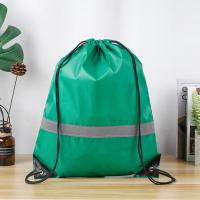 Mochila de gimnasio con cordón y rayas reflectantes, bolso de hombro deportivo de nailon impermeable de poliéster 210D, bolso de Fitness plegable portátil - details 8