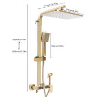 Juego de ducha de lluvia dorada, juego de ducha de mano, sistema de ducha, grifo de ducha de baño - details 1