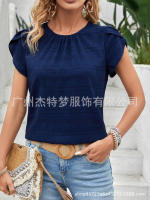 Moda mujer Primavera Verano nueva pétalo redondo elegante rt manga Top - details 19