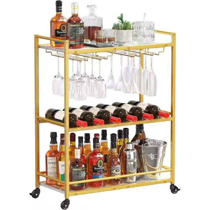 Ruedas bloqueables, Soporte para Botellas y portavasos, Carro Auxiliar Cocina, Ideal para - 1