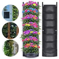7 bolsas verticales, colgante de pared de tela de fieltro, ETA de jardín al aire libre, contenedor para plantar flores y verduras - details 4
