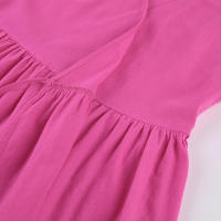 Novedad de verano, corte en V de algodón puro, cintura con abertura, diseño ceñido, línea A, Dre para mujer - details 42