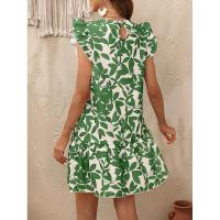 Vestido de verano para mujer con cuello redondo, manga con volantes y estampado de volantes - details 11