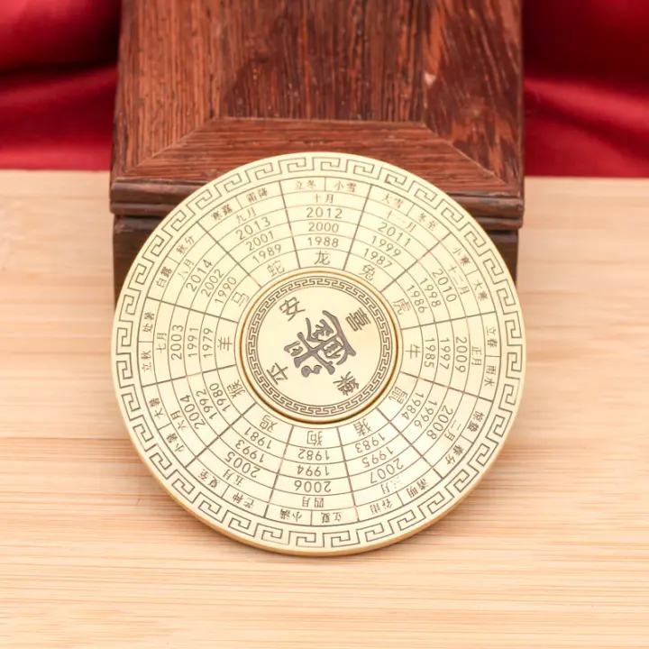 Latón giratorio con la yema del dedo, 36 estrategias, día avanzado, brújula dorada de feng shui, giroscopio de dedo, lote de viento - 1