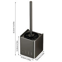Cepillo De Inodoro Compacto Con Porta Y Mango De Aluminio Ahorro De Espacio Para Almacenamiento Limpieza Profunda Antidesbordamiento Fácil De Montar Sin Perforaciones - details 0