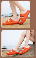 Sandalias de plataforma gruesa con hebilla ajustable para mujer, zapatos de playa, zapatillas de baño, toboganes de suela plana de EVA suave, talla grande 36-47 - details 16