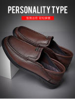 Nuevos zapatos de los hombres de piel de oveja zapatos de cuero de los hombres de un pedal zapatos casuales de los hombres de cuero genuino de mediana edad papá masculino de suela suave zapatos individuales - details 3