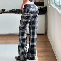 Otoño Invierno mujer pierna recta a cuadros pantalones de cintura femenina Haruku ropa cómoda - details 6