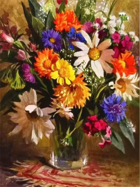 RUOPOTY-pintura por números para manualidades, imagen de dibujo de flores, pinturas, decoración del hogar, 40x50cm - 1