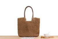Bolso de playa tejido a mano, bolsa de un solo hombro, estilo bosque, Color sólido, a la moda, para verano - details 1