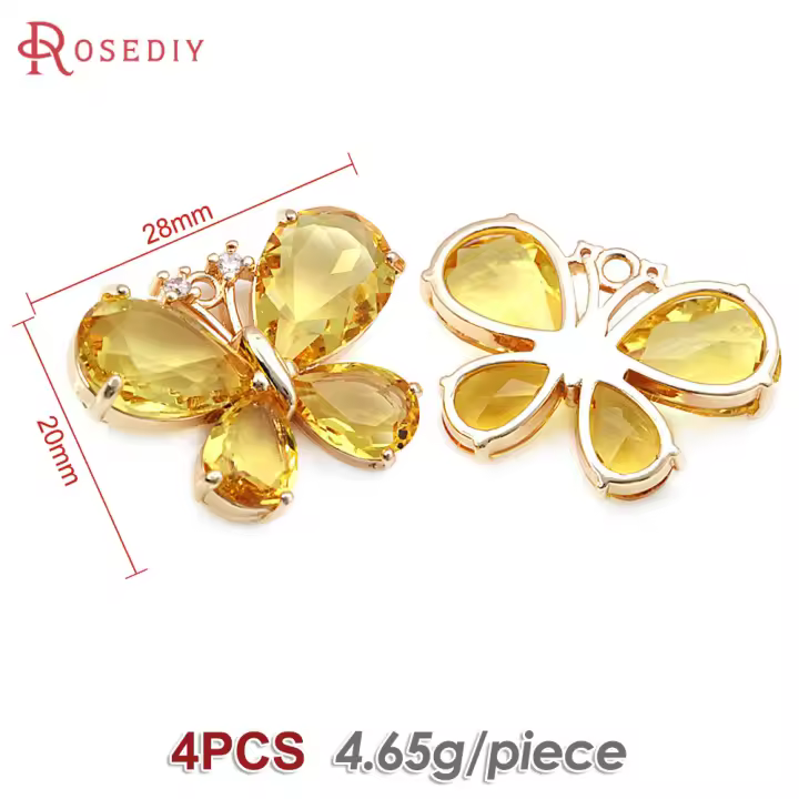 Colgantes de Mariposa de Vidrio de Zirconia de Brasso Dorado 18K Collar Aretes de Alta Calidad Accesorios de Joyería DIY - 1