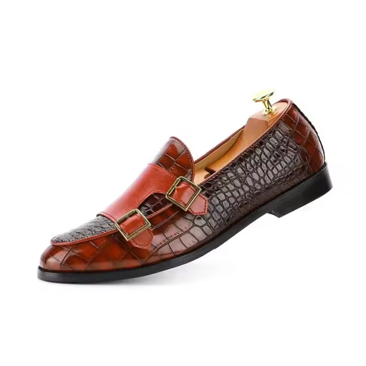 2025 zapatos puntiagudos de cuero de negocios, zapatos de vestir de fiesta para hombre talla Oxford - 1