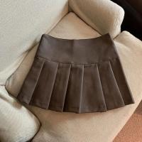 Minifaldas de cuero Pu para mujer, ropa de calle, Falda plisada de cintura alta, faldas acampanadas informales ajustadas negras coreanas Vintage - details 6