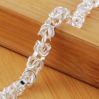 Pulsera de cadena trenzada plateada, accesorio de moda para hombre y mujer, hecho en China. - details 2