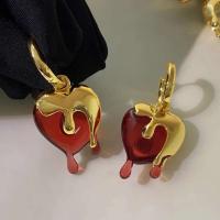 Joyería exquisita de corazón irregular de lujo, tendencia retro, temperamento, pendientes de goteo de resina roja para niñas, regalo para mujer, nuevo - details 1