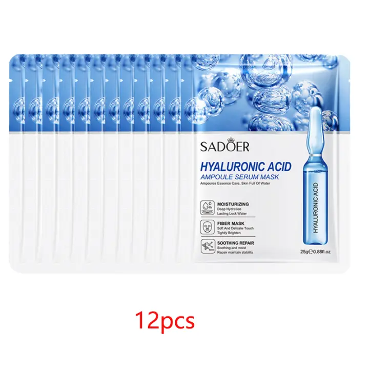 Mascarillas Faciales Hidratantes de Ácido Hialurónico 12pcs Reducción de Poros Hidratación de Piel - 1