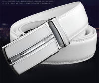 Cinturón de cuero de vaca auténtico para hombre, correa de cintura con hebilla automática, color blanco - details 3