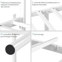 Cama Doble 140 x 200 cm con Espacio Almacenamiento Bajo Marco Metal Altura del Suelo 32 cm Blanco - details 5