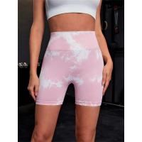 Pantalones cortos deportivos de cintura alta con pliegues y estampado Tie Dye para mujer, pantalones cortos informales ajustados, cómodos y transpirables sin costuras para entrenamiento de yoga y gimnasio - details 1