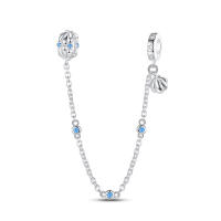 Cuentas colgantes de plata de ley 925 con conchas de océano, cuentas de cadena de seguridad, pulsera Original para hacer joyas, regalo del Día de San Valentín - details 0