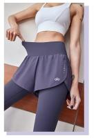 Alo yoga falso dos piezas pantalones deportivos estilo de mujer cintura alta elevación de cadera correr pantalones de fitness pantalones de yoga nude sin trazos - details 3