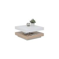 Andy - Mesa de Centro, Mesa de Salón Cuadrada, Material Compuesto de Madera, Tablero Giratorio en 360 ° , Blanco, 67 x 67 x 35 cm - details 3