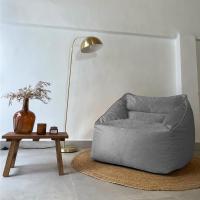 Reposapiés Salon de Lujo - [50x40x30 cm] Sofá Puf de Diseño con Relleno Incluido para Escritorio u Oficina - Taburete Bean Bag Silla Grande en Cuero Sintético Beige - details 26