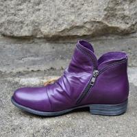 Botas Martin de otoño e invierno para mujer, botas cortas desnudas de PU con cremallera lateral y tacón bajo - details 4