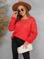 Suéter informal de manga larga para mujer, Jersey de punto de cuello redondo liso, Tops sueltos, moda de otoño - details 12