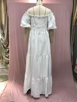 2025 nuevo vestido de hadas de color largo con hombros descubiertos y flores rotas para mujer primavera/verano - details 21