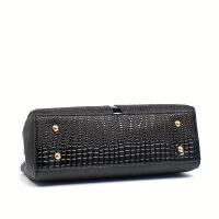 Elegante Bolso Cruzado de Cocodrilo Negro Gran Capacidad, Correa Ajustable, Cierre con Cremallera, Linedo de Poliéster, Detalle de Lentejuelas Bolso Versátil para Mujeres, Estilo Urban - details 10