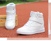 Zapatillas altas transpirables para mujer, zapatos deportivos informales antideslizantes, plataforma oculta, aumento de cuero - details 8