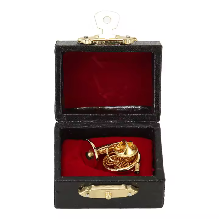 Cuerno francés en miniatura, Color dorado, exquisito, elegante, duradero, Metal, alta simulación, Mini modelo de cuerno francés para estante de mesa - 1
