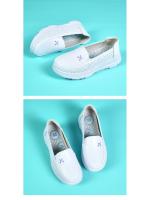 Zapatos de enfermera de piel auténtica para mujer, suela suave, transpirables, antideslizantes, de suela plana, color blanco - details 6