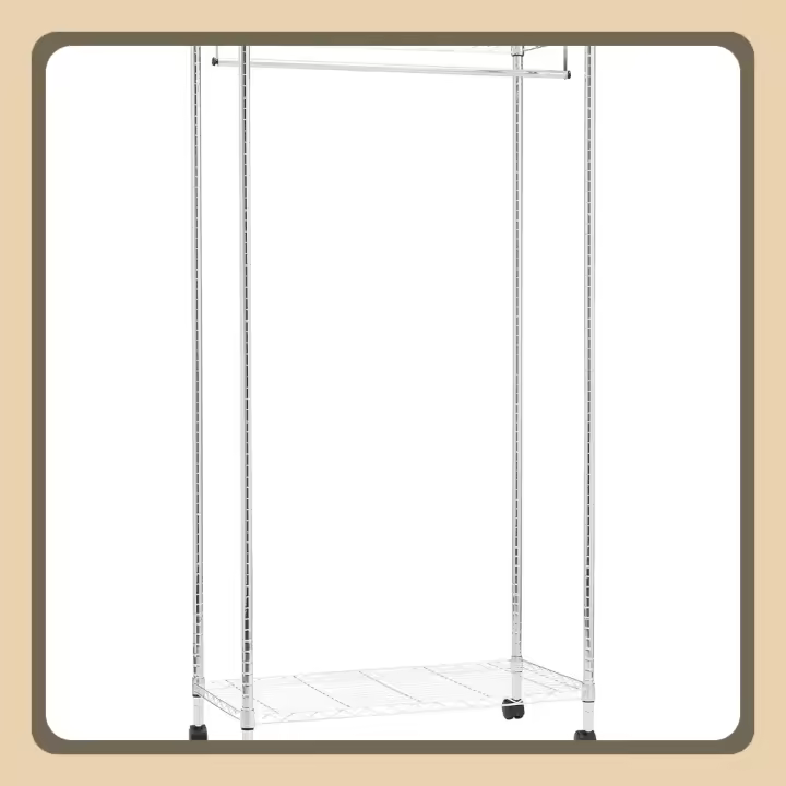 Perchero con estantes Superior e Inferior, Cromo, 89 x 44 x 179 cm - 1